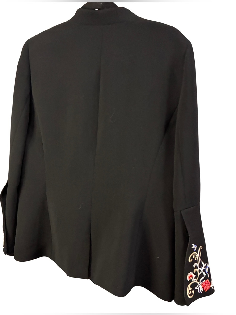 Tahari Black Embroidered Bell-Sleeve Blazer Jacket - Picture 4 of 4